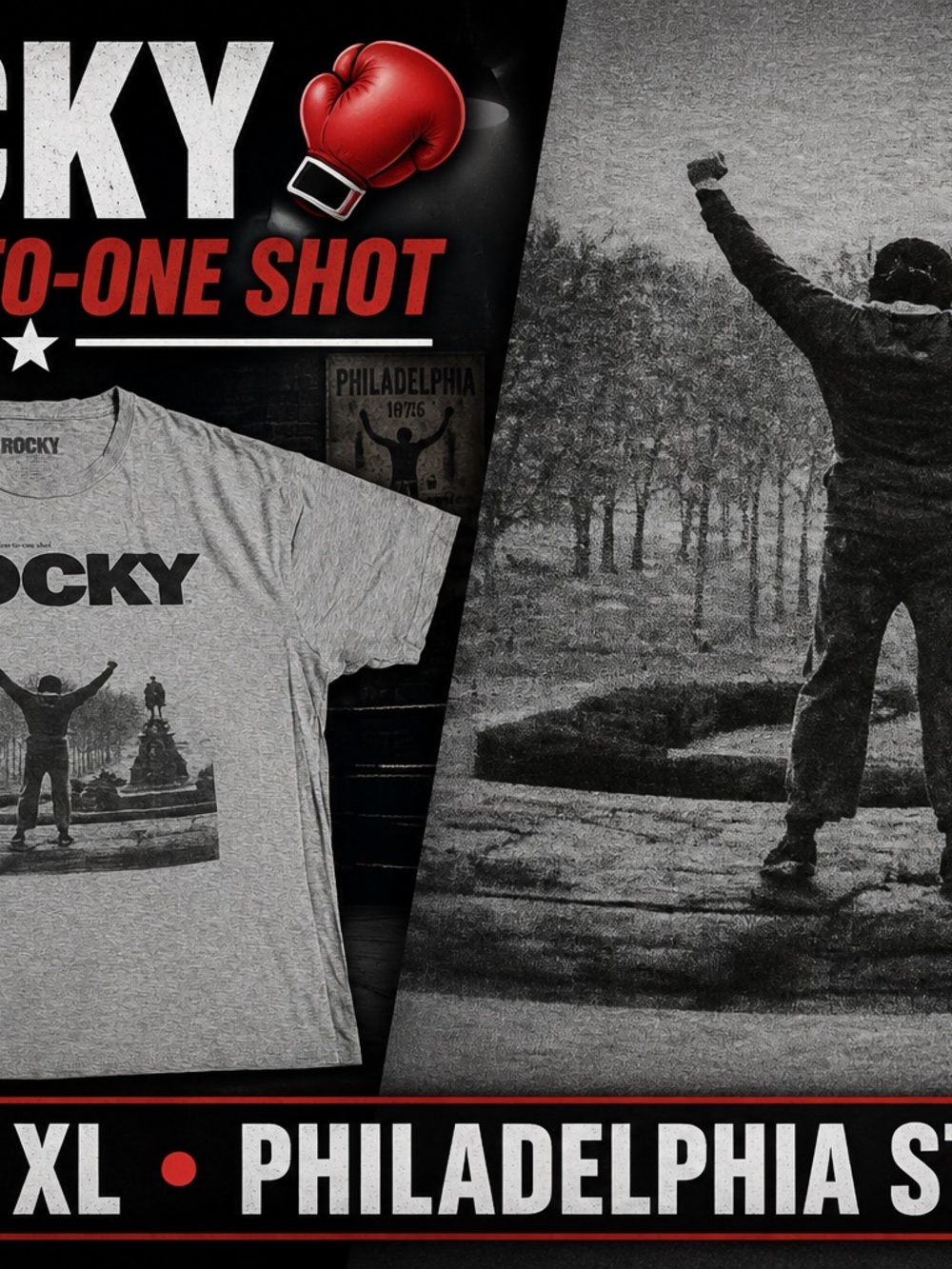 Rocky Short Sleeve Graphic Tee - Gray with Black Print